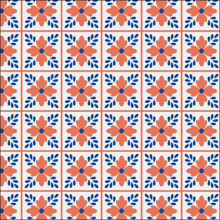蓝橙几何花纹瓷砖图案