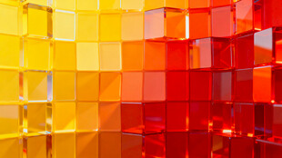 多彩立体方块墙面艺术