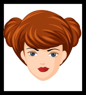 红发双髻女性头像