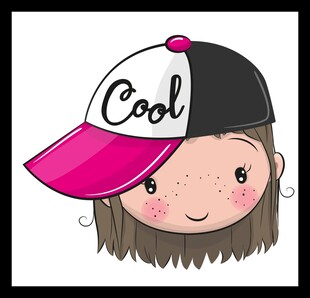 戴酷炫帽子的卡通女孩