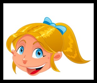 扎马尾戴蓝蝴蝶结的女孩