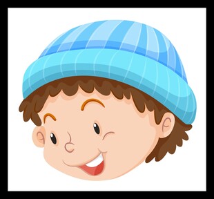 戴蓝帽微笑的可爱小男孩