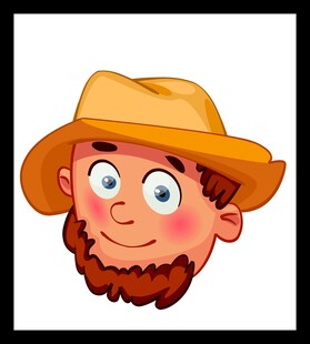 戴草帽的卡通男子头像