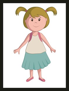 背着书包的可爱小女孩