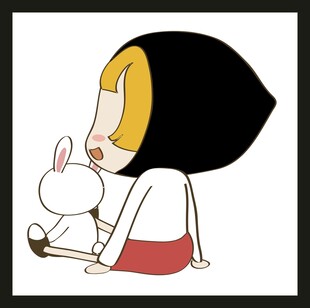 女孩与白兔的温馨画面
