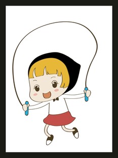 小女孩欢快跳绳瞬间