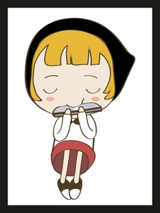 闭眼的可爱卡通小女孩