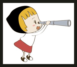 小女孩用望远镜望