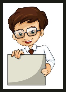 男孩手持空白板