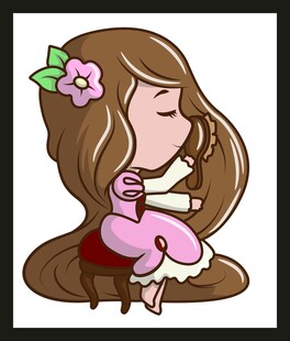 可爱女孩闭眼抱玩偶