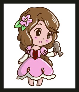 可爱粉色裙小女孩形象