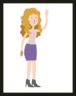 挥手的卷发时尚女士