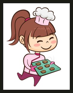 快乐小厨师端着饼干奔跑