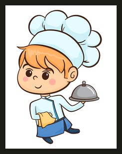 可爱小厨师端盘送餐