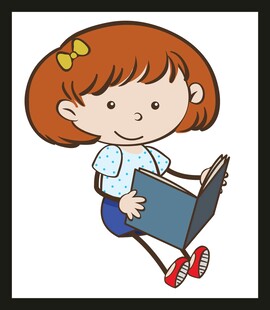 小女孩专注阅读瞬间