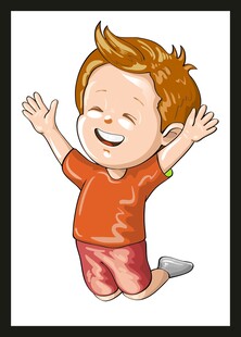 跳跃的快乐小男孩