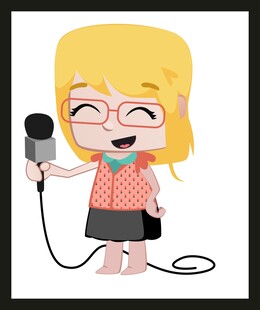 卡通女孩手持麦克风唱歌