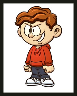 穿红衣的俏皮卡通男孩