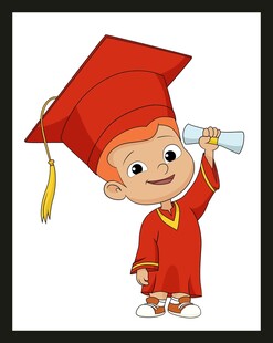 卡通男孩毕业庆祝时刻