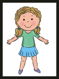 扎辫子女童站立插画