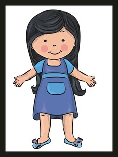 穿蓝裙的可爱小女孩