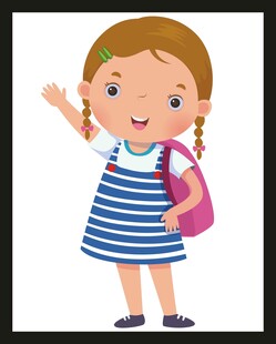 背着书包的可爱小女孩