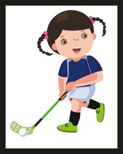 打曲棍球的可爱小女孩