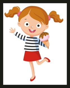 快乐女孩手持冰淇淋