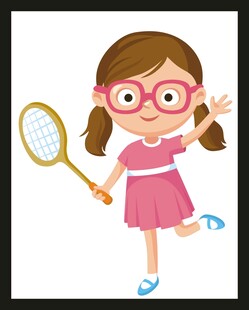 打网球的可爱小女孩