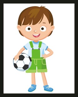 穿背带裤的足球小男孩