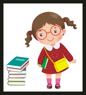 背着书包的可爱上学女孩