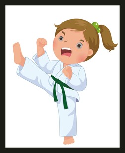 练空手道的活力小女孩