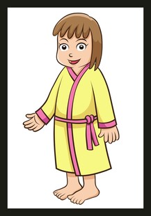 穿浴袍的小女孩