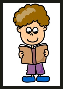 小男孩专注阅读书籍