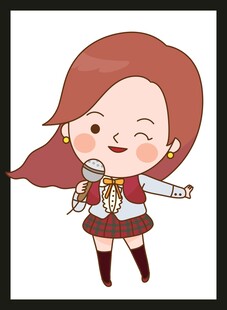 可爱红发女孩手持麦克风