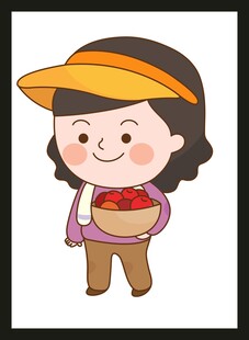 戴帽女孩捧果笑