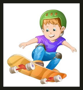 男孩玩滑板的精彩瞬间