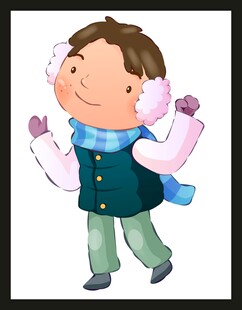 冬日欢快小男孩