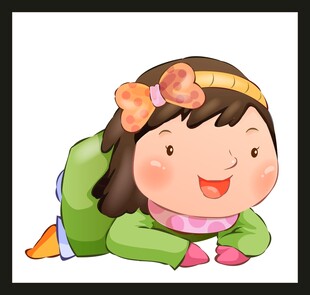 趴着的可爱小女孩