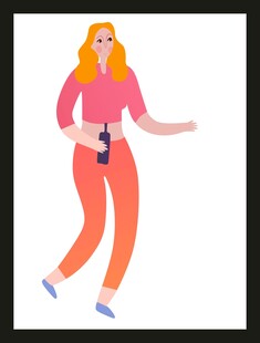 手持酒瓶的活力女性