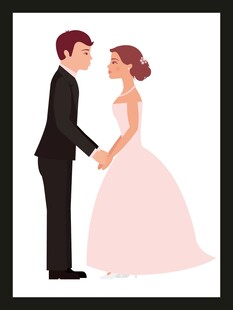 新婚夫妇甜蜜牵手