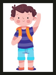 背着书包的小男孩