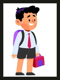 背着书包的快乐小学生