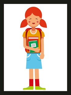 背着书包的红发小女孩