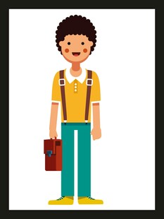 背着书包的男孩