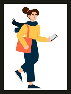 行走中用手机的时尚女子