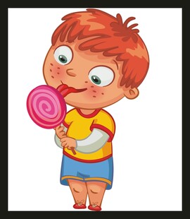 吃棒棒糖的红衣小男孩