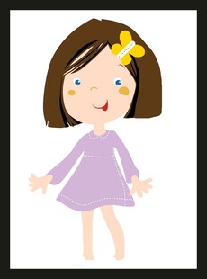 穿紫裙的卡通小女孩