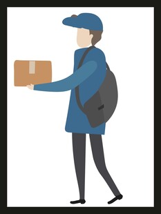 快递员递送包裹瞬间