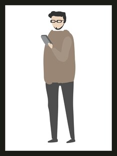 男子手持手机专注查看